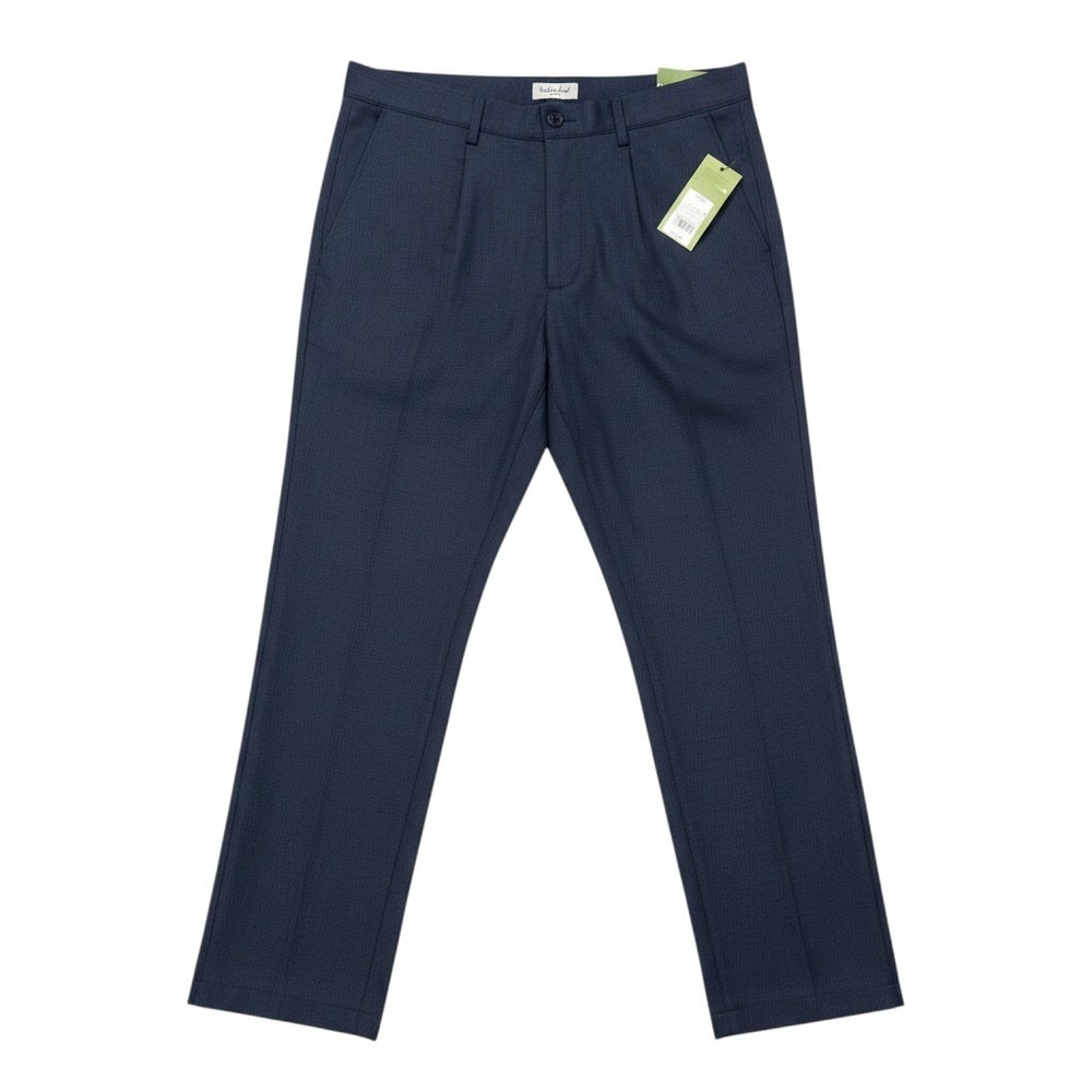 Goodfellow Co Mens 38x30 Dress Pants Navy Blue Plaid Slim Fit Chino Trousers